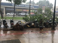 Árvore caiu em cima de motos durante vendaval em Dourados - Foto: divulgação/94FM