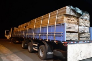 PRF apreende carga de madeira ilegal e PMA multa infrator em R$ 18 mil