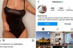 Conta do Papa no Instagram curte foto sensual de outra modelo