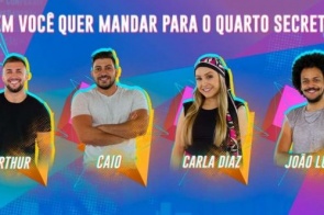 'BBB21': Arthur, Caio, Carla Diaz e João Luiz formam paredão falso