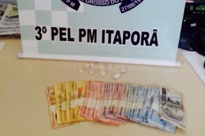 Em Itaporã, casal de traficantes são presos pela PM com vários papelotes de cocaína em quitinete