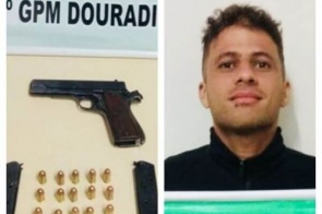 “Segurança” é preso pela PM em Douradina com pistola calibre 45