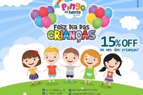 A loja Pingo de Gente deseja um feliz dia das crianças e está com promoções especial neste mês de outubro