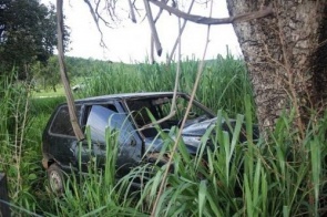 Idoso morre na MS-080 ao colidir carro em árvore
