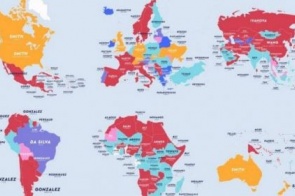 Mapa mostra os sobrenomes mais populares em todos os países