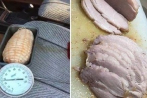 Homem aproveita calor intenso para preparar porco dentro de carro, a 80 graus