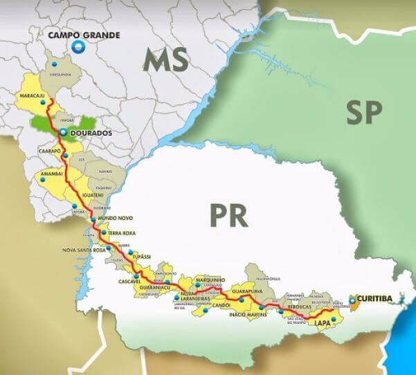 Linha férrea vai ligar Maracaju ao porto de Paranaguá