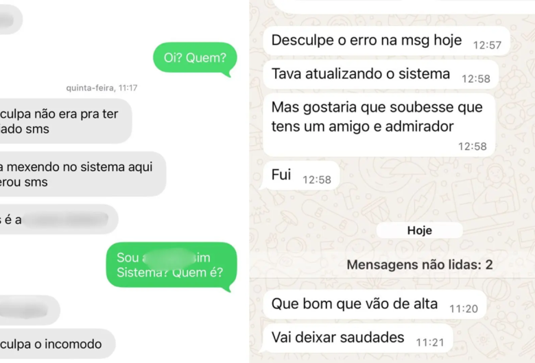 Captura de tela das mensagens do enfermeiro. - Crédito: Divulgação